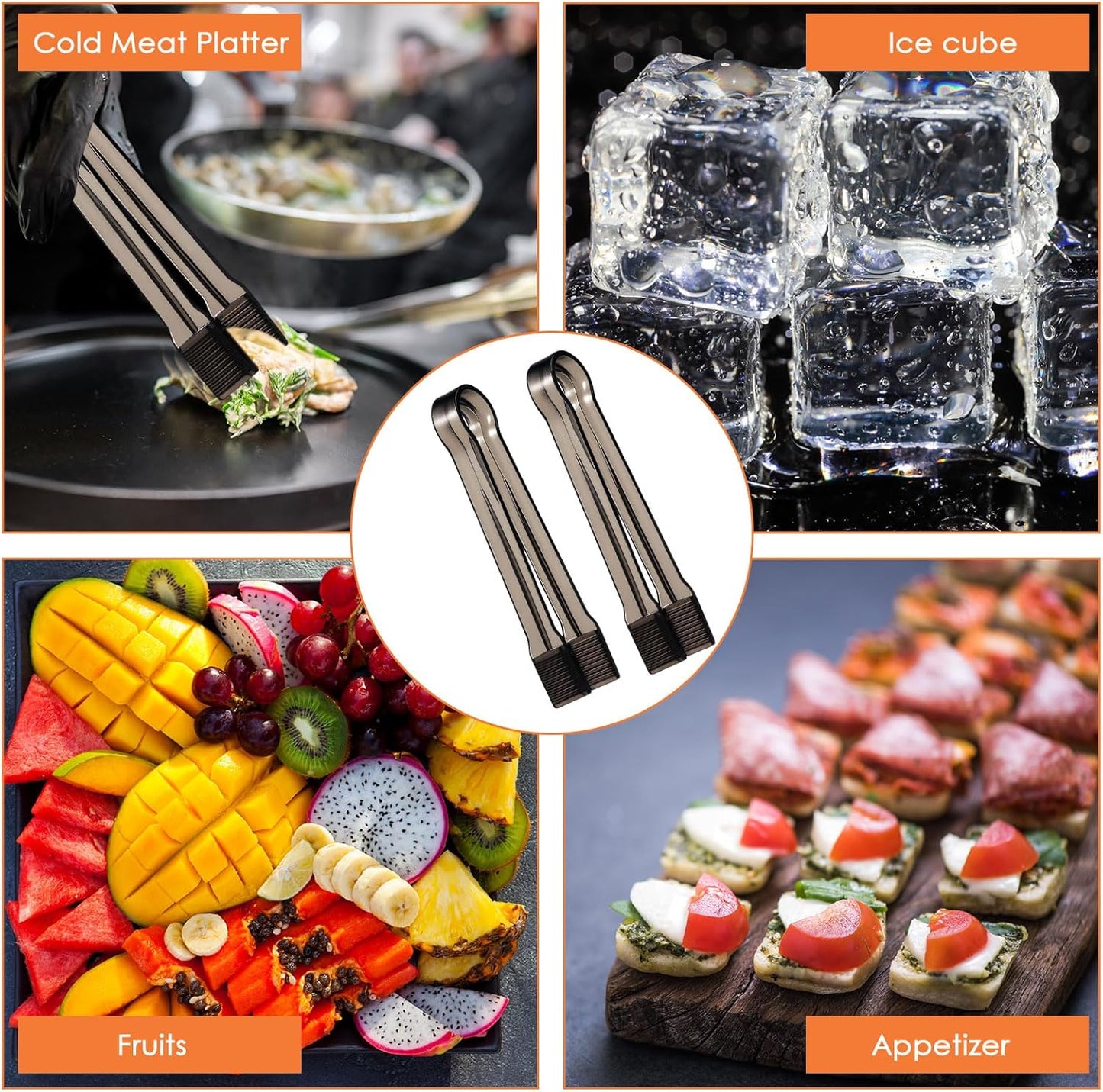 LemonRoad 10 Pcs Plastic Buffet Serving Tongs, 6.3 Inches Clear Kitchen Tongs Mini Small Disposable Serving Utensil for Party Food Ice Salad Buffet Appetizer Catering Barbecue Cookies(Clear Blue)