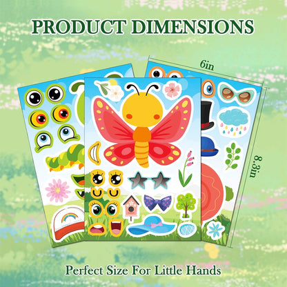 Aowplc 36 Pcs Make-A-Face Sticker Sheets Kids Party Favors Mix and Match Stickers with Dinosaurs, Mermaids, Unicorns, Horses, Farm & Sea Animals for Parties, Birthdays, Classroom Activities & Crafts