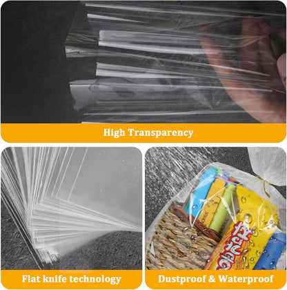 Labeol 200pcs Cellophane Bags 5x11 Treat Bags with Ties Clear Gift Candy Cookie for Packaging Party Favor Halloween Christmas Gift Wrapping