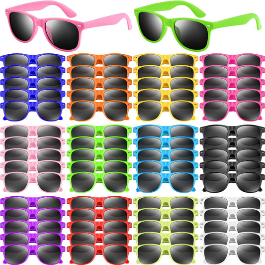 NEBURORA 6 Pack Neon Sunglasses Bulk Classic Retro Multicolor Party Sunglasses for Goody Bag Fillers Toys Adult Men Women Birthday Summer Beach Party Favors