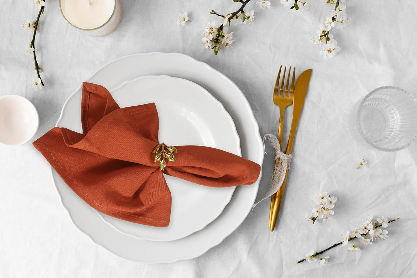 ACCENTHOME Natural Cotton Linen Napkin Set of 12 18x18 inch Dinner Napkins - Washable Soft Premium Hotel Quality Reusable Hemmed Edges Napkins Perfect Table Linens for Family Dinners, Weddings