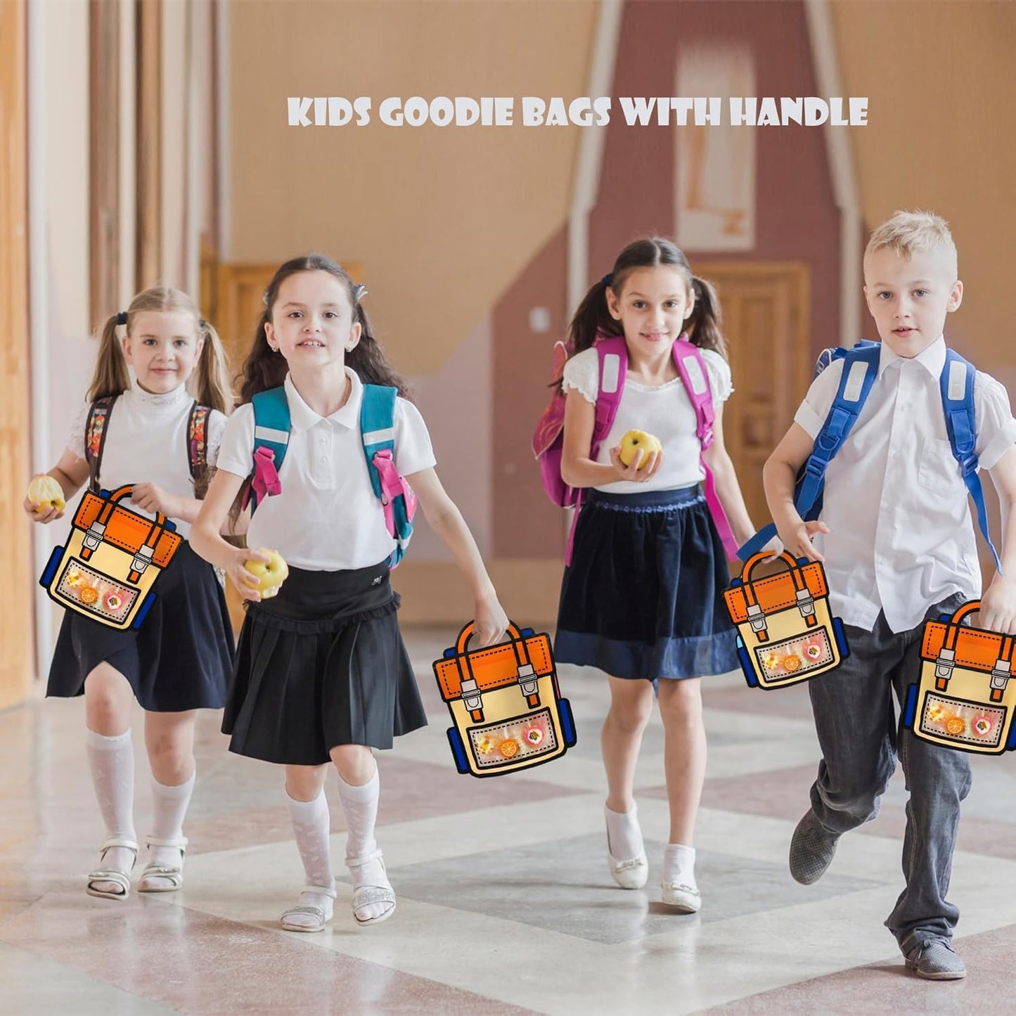 30 PCS Bulk Gift Bags for Kids with Handle,Children Large Goodie Bags with Stand-up Bottom, Grip Seal Party Favor Bag, Students Back to School Treat Bag, Cute Snack Candy Bags for Birthday, Classroom