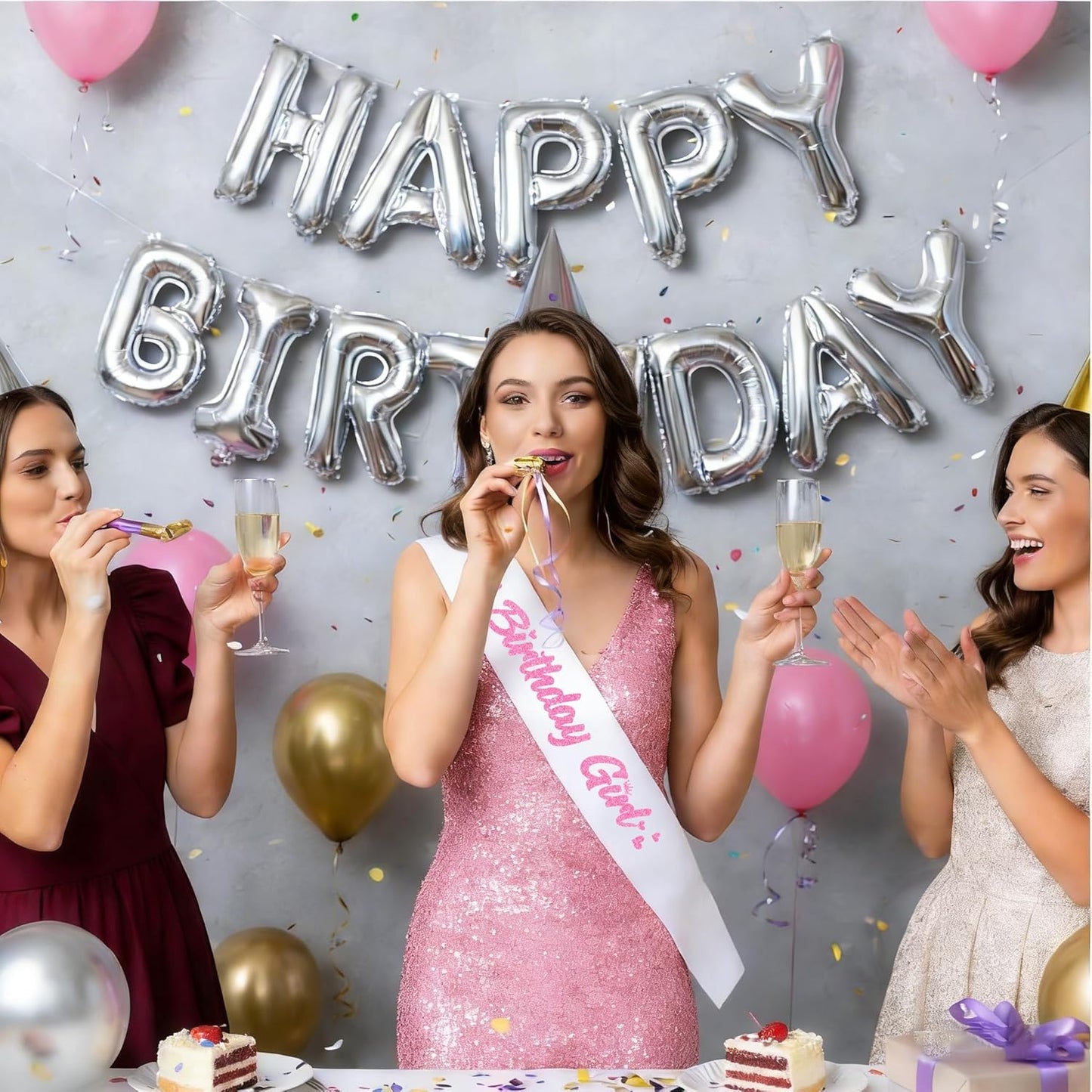 ‘Birthday Girl' Birthday Sash Royal Blue with Glitter Silver Letters Birthday Sash for Women, Sweet 16, 18th 21st B-day Sash