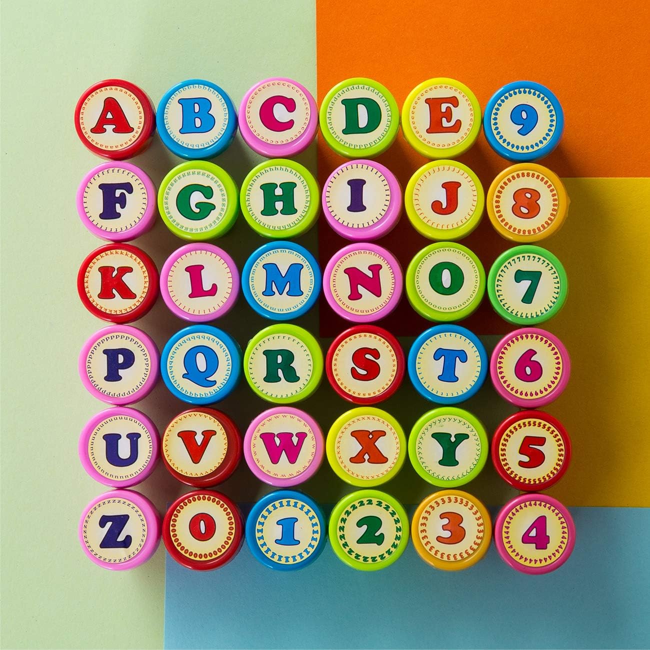 KESOTE Number & Alphabet Stamp for Kids, Self Ink Stamp Set Birthday Gift, Party Favor, Teacher Stamps