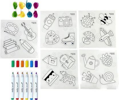 Ooly x Peanuts Snoopy 34 PC DIY Shrinking Art Kit for Kids with Markers, 20 Plastic Pre Cut Charms and More, No Mess Creative Activity Jewelry Making Kit