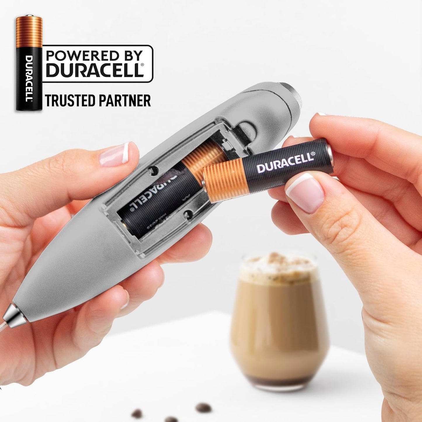Zulay Kitchen Powerful Milk Frother Wand With Duracell Batteries - Ultra Fast Handheld Drink Mixer - Electric Whisk Foam Maker for Coffee, Lattes, Cappuccino & Matcha - Z1 Motor - Black - Colors D
