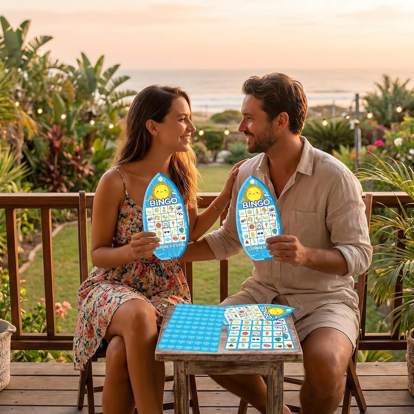 YQUQWN 24Pcs Summer Bingo Game, Pool Party Bingo Game for Adults 24 Players Surfboard Design Bingo Cards for Hawaiian Beach Favors School Party Games Kids School Classroom Party Supplies Activity