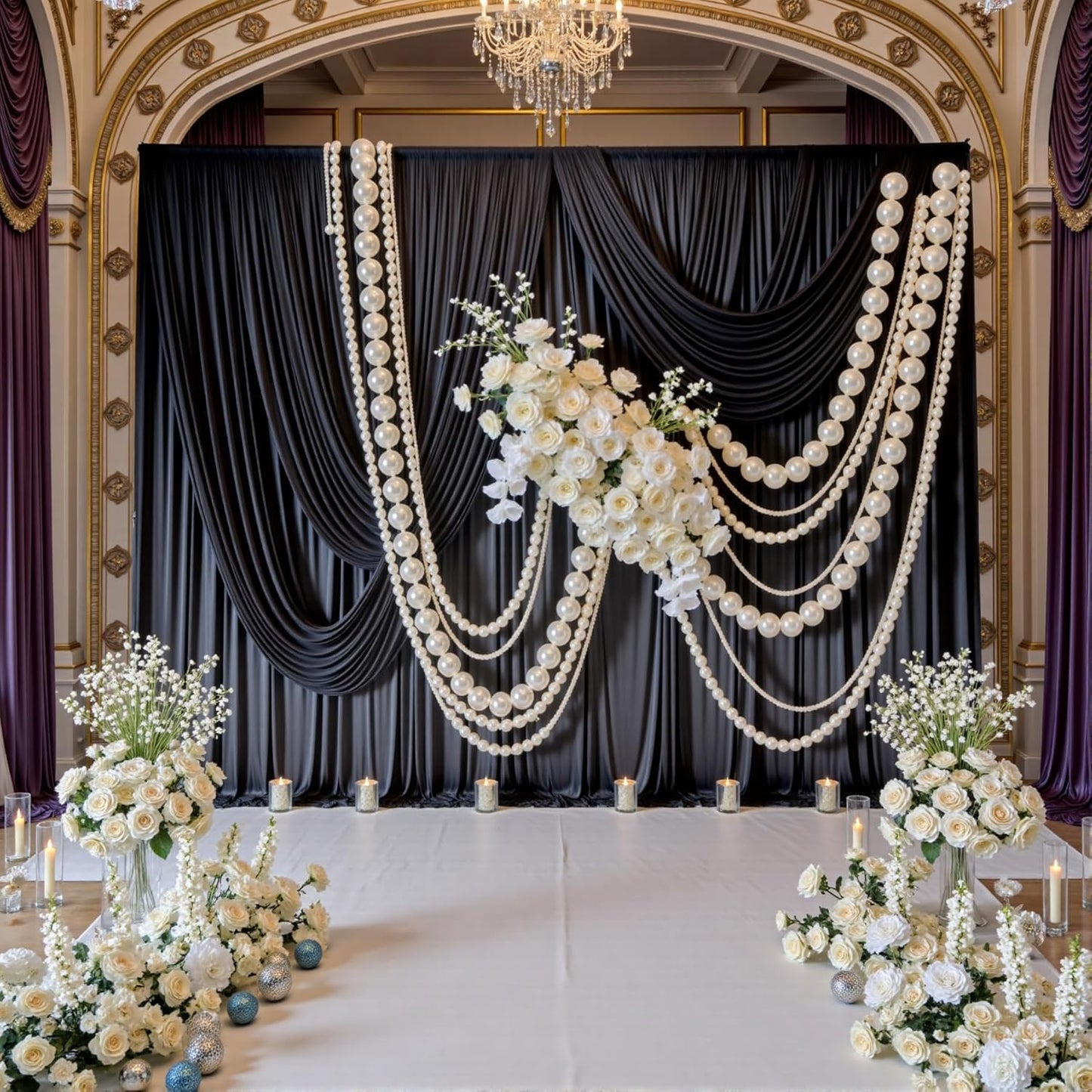 10ftx10ft Black Backdrop Curtains for Weddings Parties, Wrinkle Free 2 Panels Silky Polyester Photo Backdrop Drapes Back Drop Cloth Drapery for Birthday Mother'sDay Photography Background