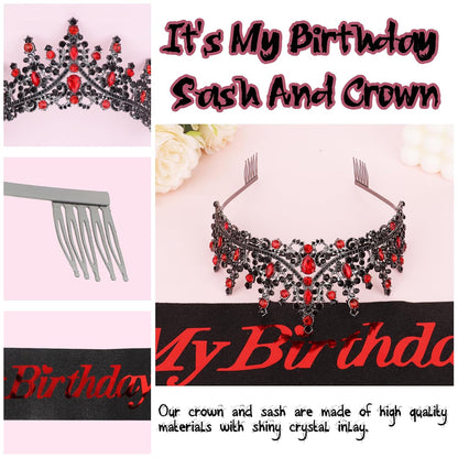 CURASA Birthday Tiara and Sash - Silver Birthday Crown for Women, Perfect for Parties and Celebrations