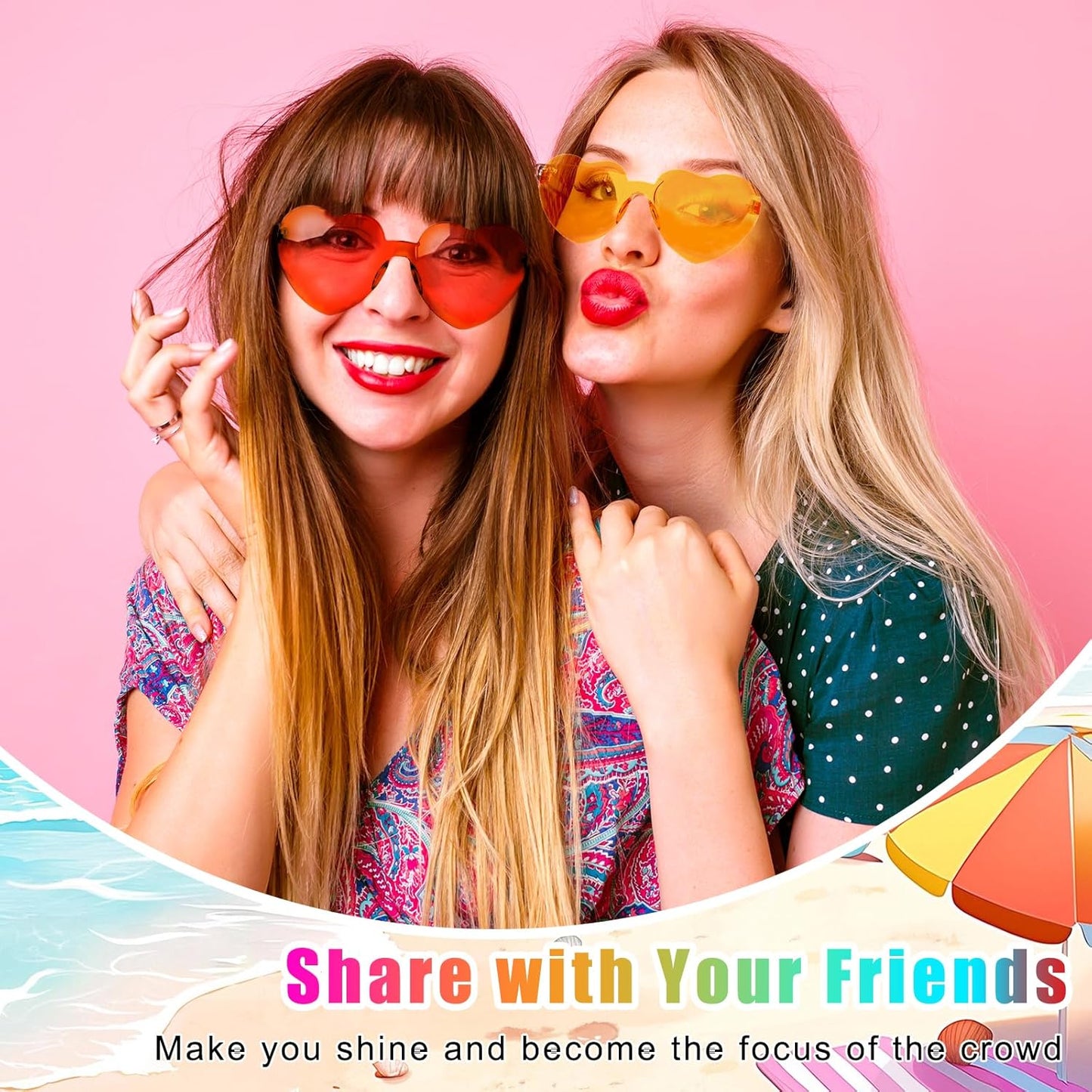 20 Pairs Heart Shaped Sunglasses for Women Men Girls Rimless Glasses Candy Color Eyewear Party Heart Sunglasses