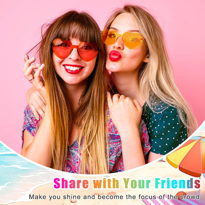 20 Pairs Heart Shaped Sunglasses for Women Men Girls Rimless Glasses Candy Color Eyewear Party Heart Sunglasses