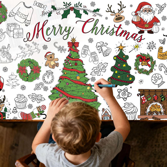 Easter Giant Coloring Tablecloth 75” x 31” Easter Coloring Poster Jumbo Paper Banner Crafts for Kids DIY Painting Drawing Banner/Tablecloth for School, Spring Theme Parties, Wall Decor