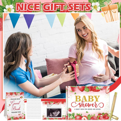 Fuyoooo 27 Pcs Safari Animal Baby Shower Guest Book Set Baby Shower Sign in Guest Floral Book Place Table Cards with Gold Pen Adhesive Photo Corner for Birthday Party