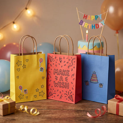 BLEWINDZ 32 Pieces Gift Bags with 32 Tissues, 8 Colors Party Favor Bags with Handles, Rainbow Gift Bag for Wedding, Birthday, Party Supplies and Gifts