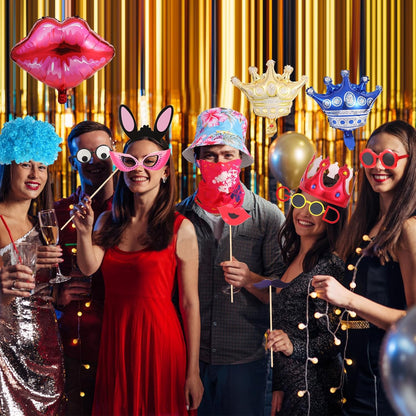Large Funny Photo Booth Props for Adults, Photo Booth Props Set for New Years, Birthday, Wedding, Bachelorette, All Theme Party, Graduation, Funny Hats, Novelty Glasses, Wig, Inflatable, Magic Scarf