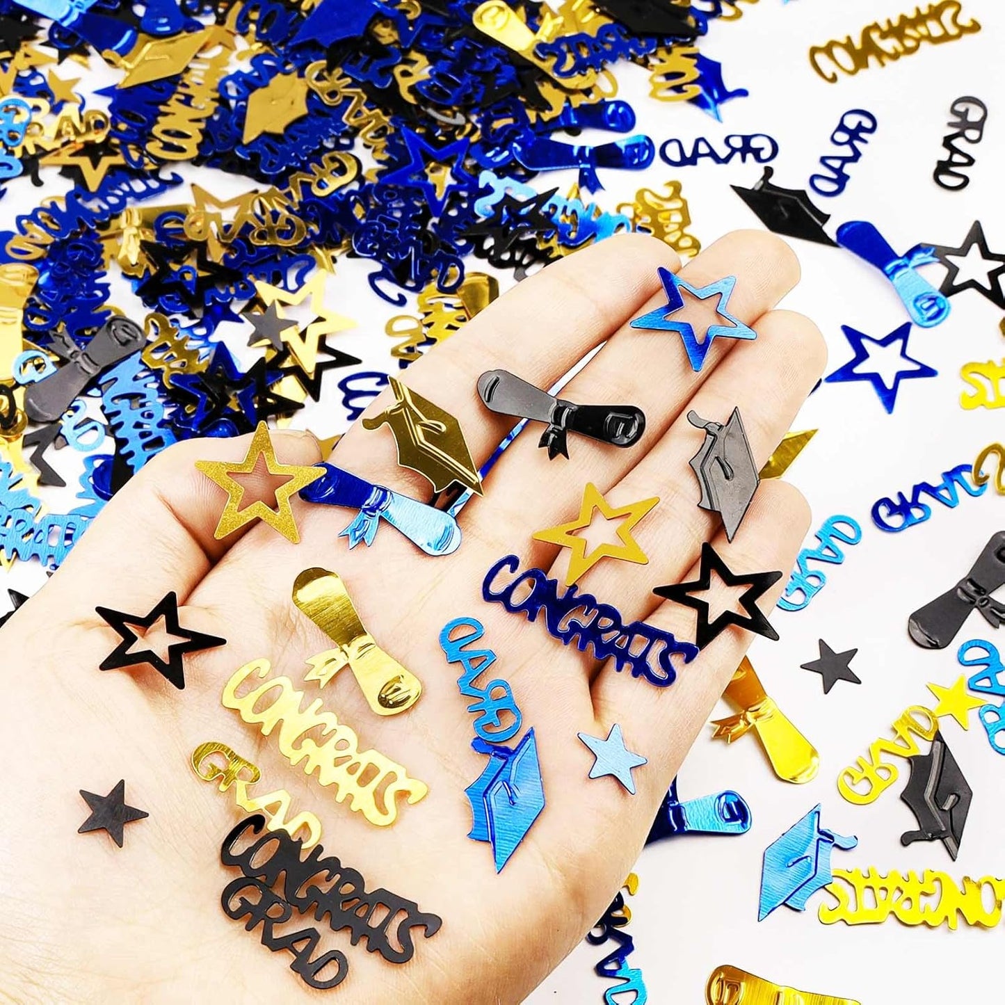 Gold and Black Graduation Confetti 2026, 1000 Pcs Congrats Grad Confetti Class of 2026 Party Table Centerpiece for 2026 Graduation Party Decorations