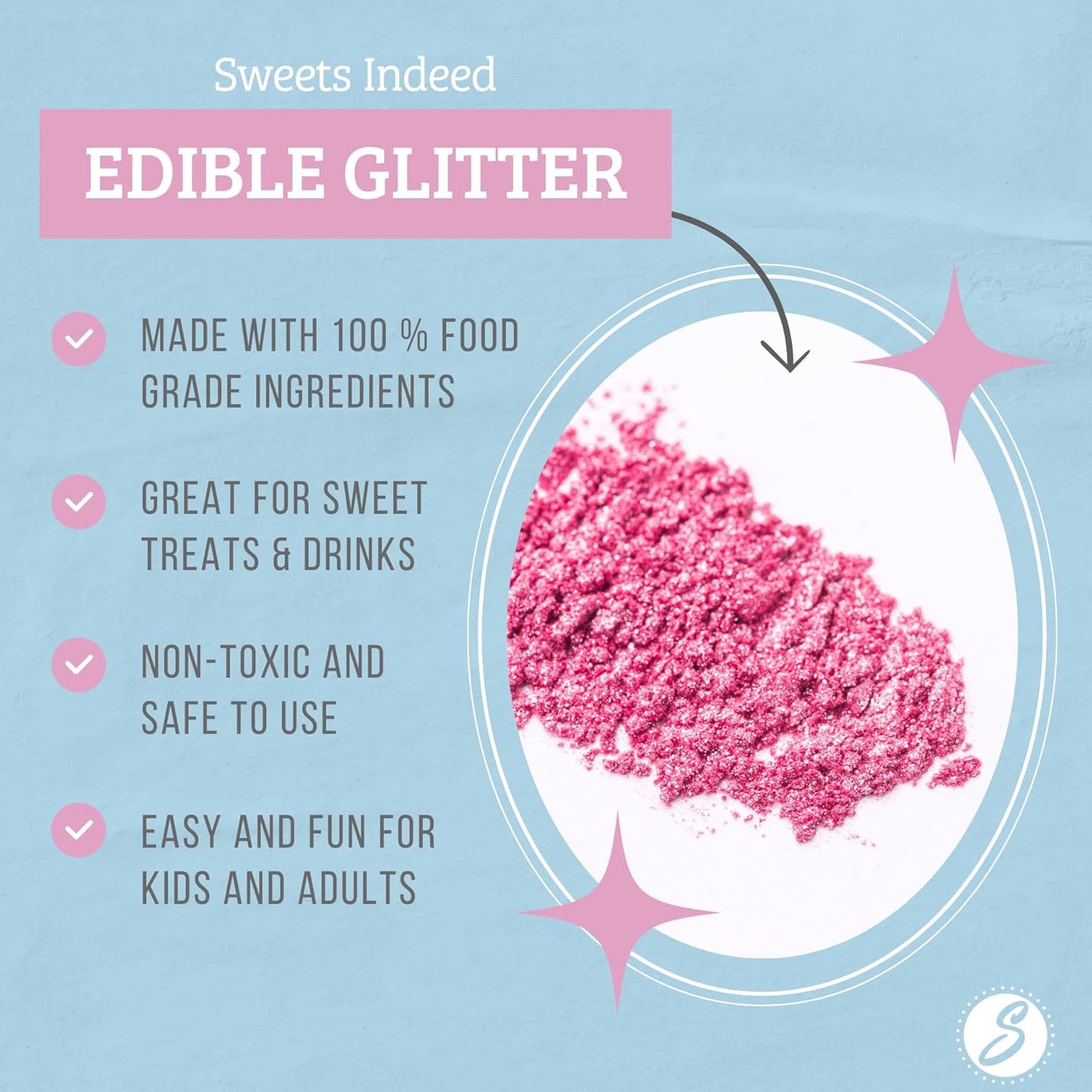 Sweets Indeed Edible Glitter, Perfect for Drinks, Cocktails, Beverages & Cake Decorating, Dessert Cake Topper, 4 grams (Gold 4g)