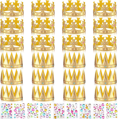 Yaomiao 44 Pcs Birthday Foam Crowns for Kids Princess Tiaras King Hat Bulk Diamond Sticker Kits for Crown Party Supplies