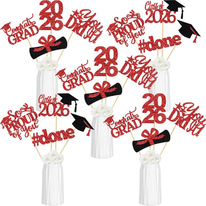 24Pcs 2026 Graduation Table Centerpieces Gold, Graduation Centerpieces for Tables 2026 Gold Class of 2026 Graduation Centerpiece Sticks for 2026 Graduation Party Table Decorations Gold