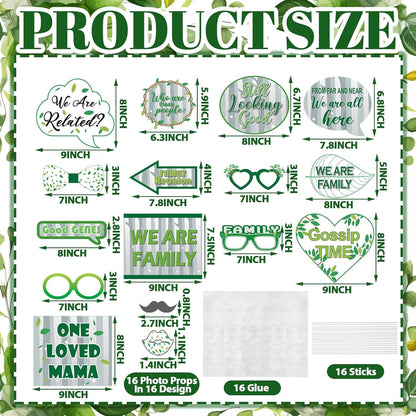 Beeveer 49 Pcs Green Family Tree Photo Booth Props Family Reunion Decorations Gathering Party Photo Booth Picture Frame and Props Happiness Selfie Favors for Home Party Supplies