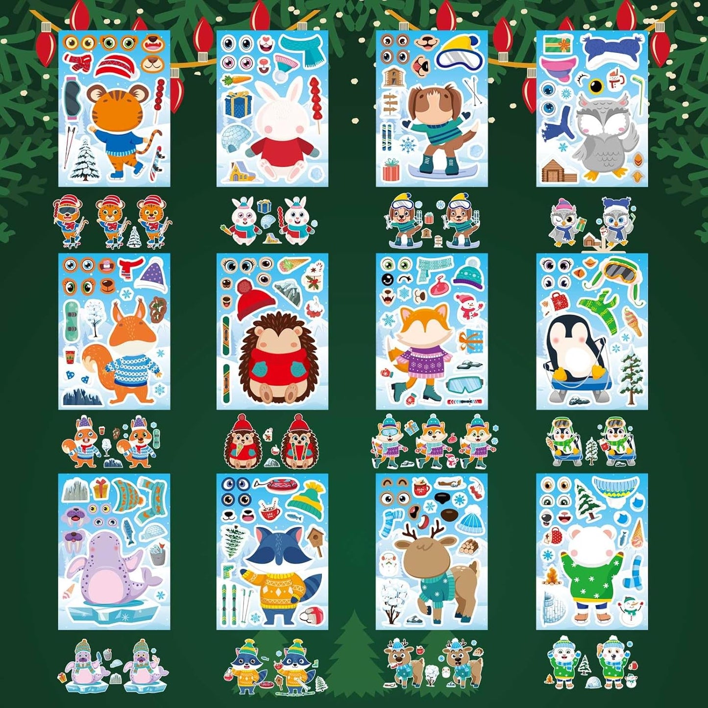 24 Sheets Make a Face Stickers for Kids Toddlers, Make Your Own Animal Mix and Match Sticker Sheets with Sea Animals Horses Dinosaurs Unicorns for Kids Crafts Party Favors Goodie Bags Stuffers