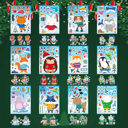 24 Sheets Make a Face Stickers for Kids Toddlers, Make Your Own Animal Mix and Match Sticker Sheets with Sea Animals Horses Dinosaurs Unicorns for Kids Crafts Party Favors Goodie Bags Stuffers