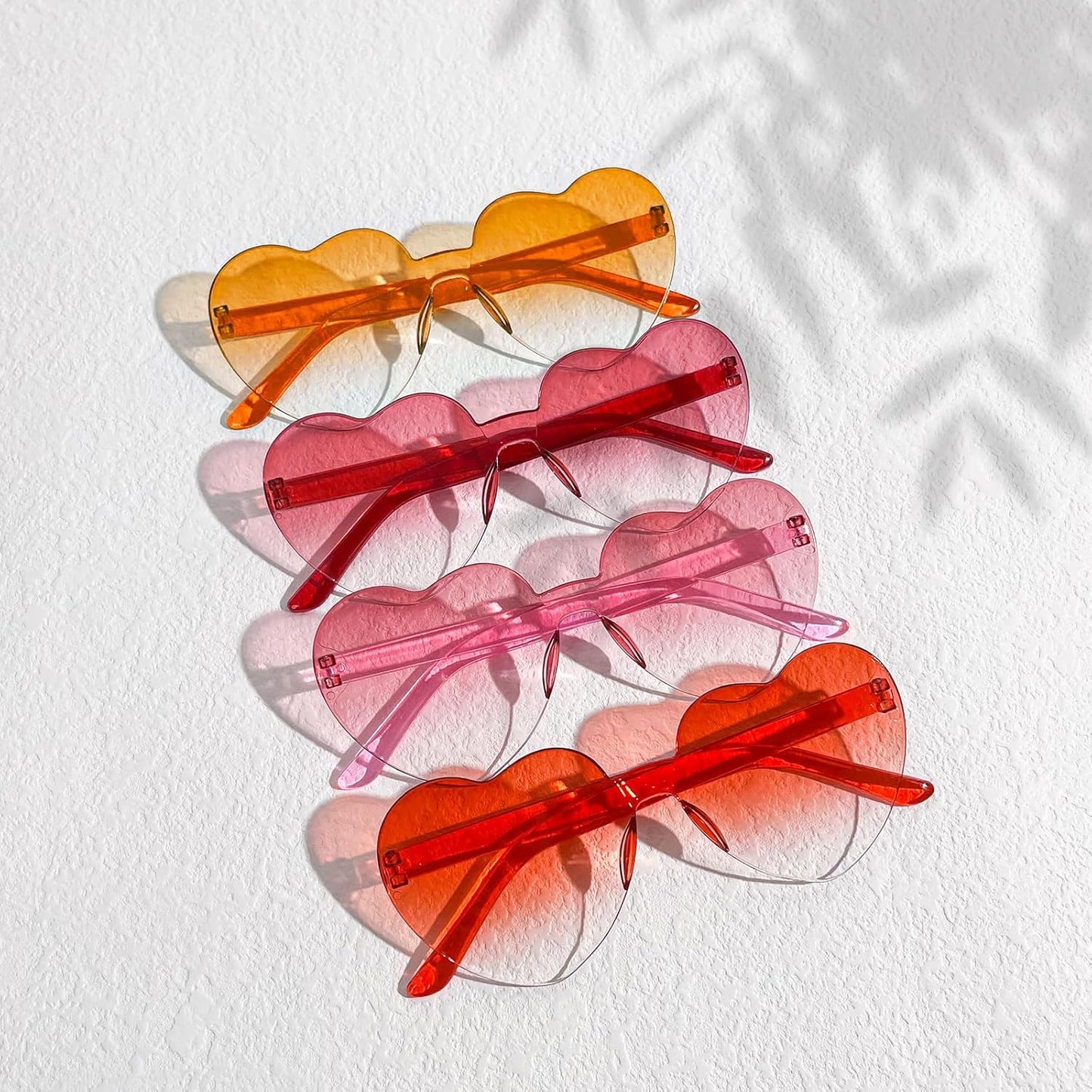 Matcheck 16 Heart Shaped Rimless Sunglasses Transparent Candy Colored Glasses Frameless Party Eyewear for Women
