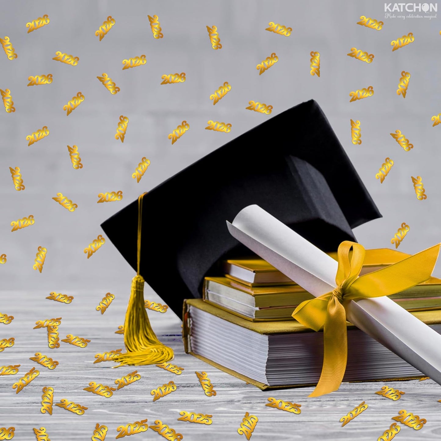 Black and Gold Grad Graduation Decorations 2026 - Pack of 1000, Congrats Grad Graduation Confetti 2026 | Grad Confetti Class of 2026 for Black and Gold 2026 Graduation Decorations, KatchOn