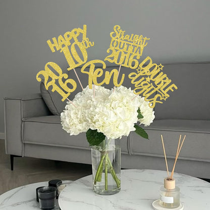 15 PCS 50th Birthday Centerpiece Sticks Fifty Happy 50th Straight Outta 1976 Table Flower Centerpieces Sticks Cheers to 50 Floral Decorations for 50th Birthday Party Centerpieces Supplies Black