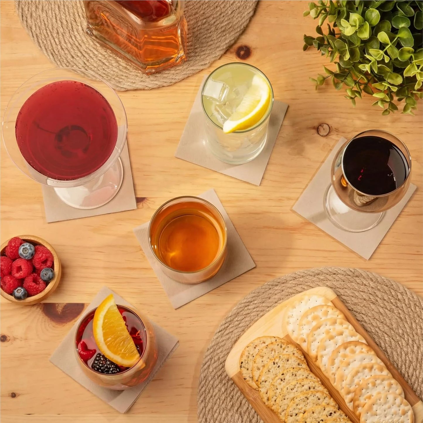 AH AMERICAN HOMESTEAD Cocktail Napkins-Disposable Beverage/Bar Napkins-White Linen-Like Square Napkins-Eco-Friendly & Compostable-Everyday Use, Party or Wedding 4.75inch x 4.75inch (100 Count, White)