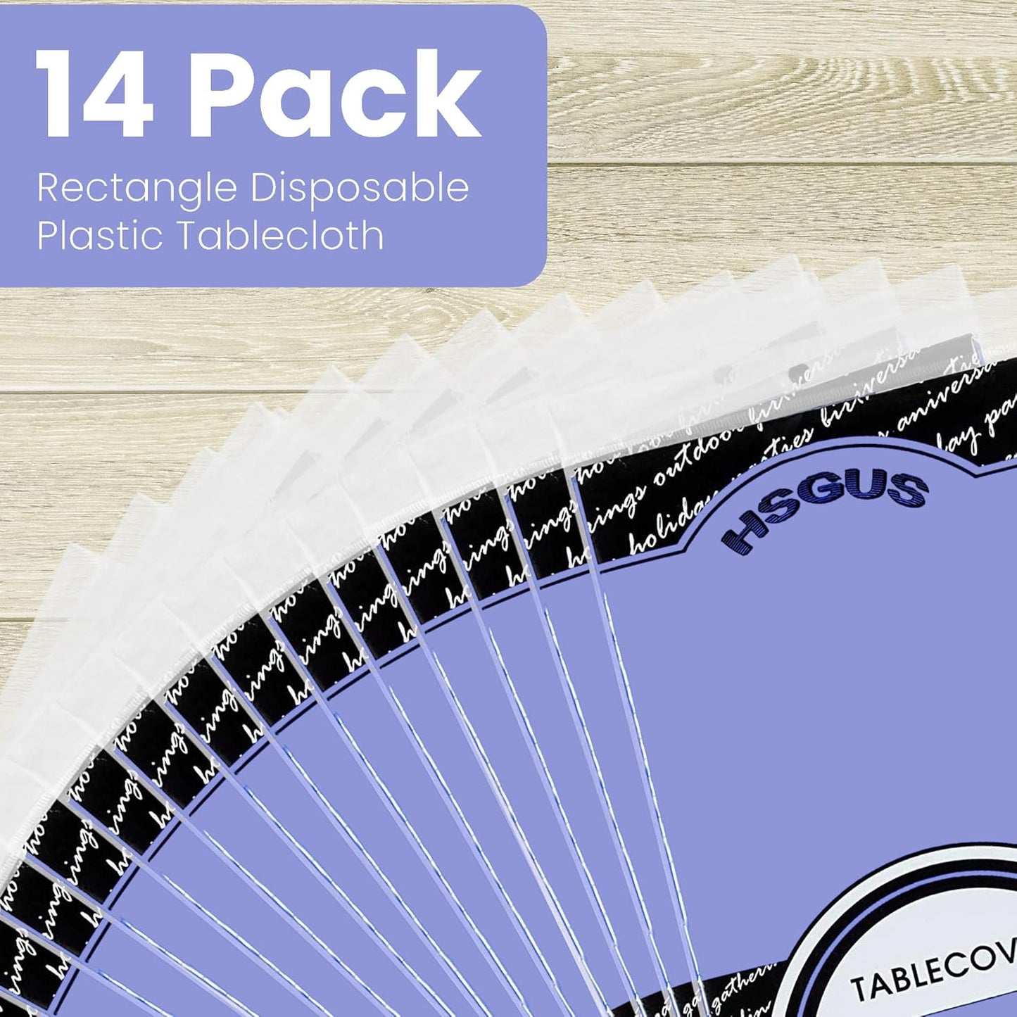 14 Pack Black 54 x 108 in. Rectangle Disposable Plastic Tablecloths - Smooth Decorative Covers for Parties, Weddings