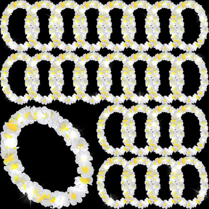 Sherr 24 Pcs LED Leis Light Up Purple and Gold Hawaiian Flower Necklaces, Graduation 2026 Party Supplies, Class of 2026 Leis for Beach Wedding Luau Glow Party Favors