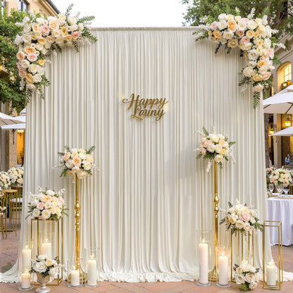 10ftx10ft Black Backdrop Curtains for Weddings Parties, Wrinkle Free 2 Panels Silky Polyester Photo Backdrop Drapes Back Drop Cloth Drapery for Birthday Mother'sDay Photography Background