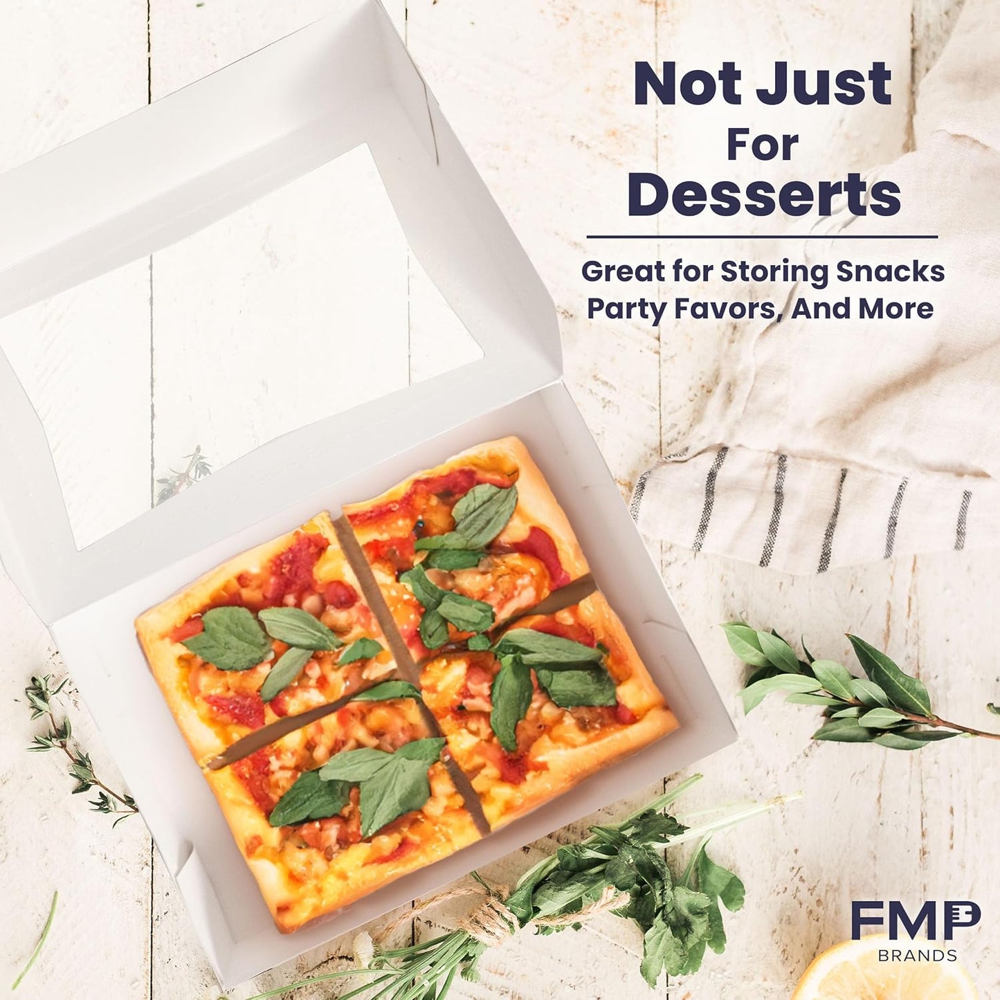 Fit Meal Prep 18 Pack 14 x 10 x 4 Inches White Bakery Boxes with Window, Auto-Popup Cardboard Gift Packaging and Baking Containers, Cupcake, Cookie and Loaf Bread Boxes