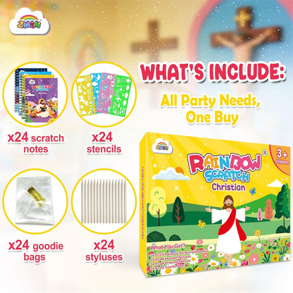 ZMLM 24 Pack Scratch Art Party Favors: Birthday Party Favors for Kids 4-8, Bulk Rainbow Scratch Notebook Paper Pads, Goodie Bags Stuffers Girls Boys Classroom Gifts Crafts Toys