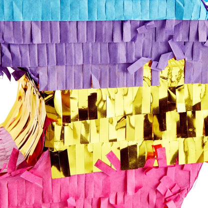 BLUE PANDA Rainbow Number 6 Pinata - Sturdy Corrugated Build & Easy Hang for Fiesta Party - Candy Filled 6th Birthday Party Surprise - Vibrant Tie-Dye Items for Kids - Small (16.5x11x3 In), Blue/White