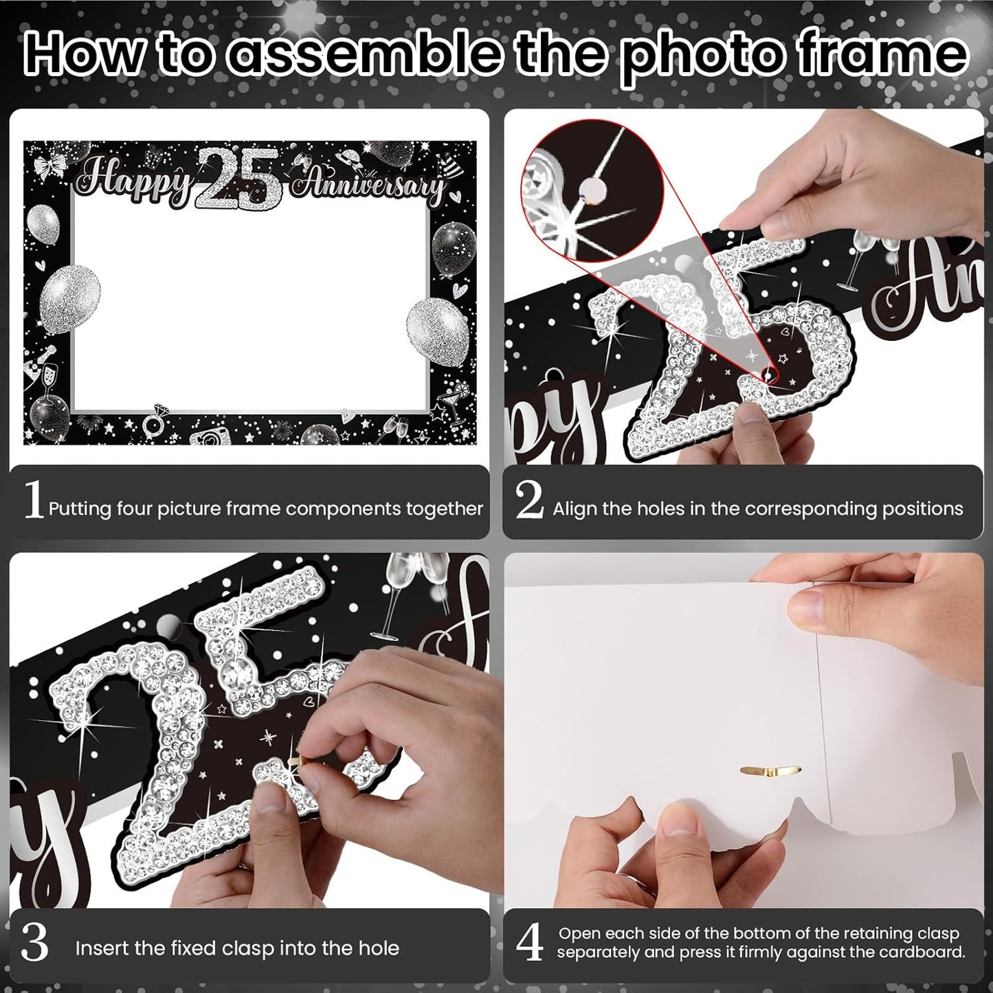 50th Wedding Anniversary Decorations Black Gold 50th Wedding Anniversary Party Photo Booth Props and Selfie Frame Silver Happy 50 Years Anniversaries Party Supplies for Women Men Cheers to 50 Years