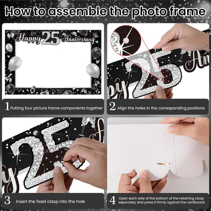 50th Wedding Anniversary Decorations Black Gold 50th Wedding Anniversary Party Photo Booth Props and Selfie Frame Silver Happy 50 Years Anniversaries Party Supplies for Women Men Cheers to 50 Years