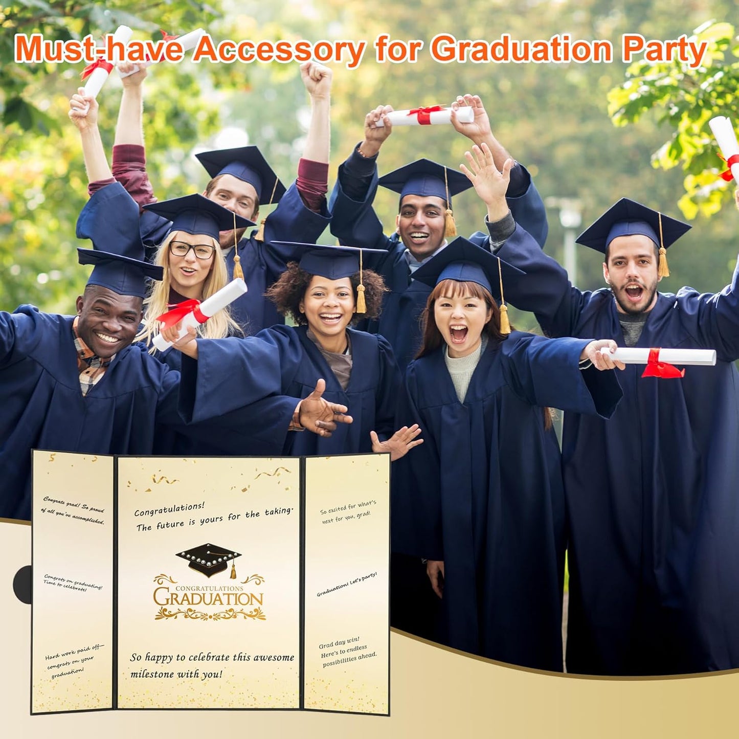 Graduation Guest Book 2026 Graduation Party Decorations Class of 2026 Graduation Sign in Book Signature Board Keepsake Grad Party Supplies College High School Graduation Gift Card Book (Blue)