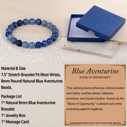 LPBeads Handmade Natural Gemstone Stretch Elastic Bracelet Healing Crystal Round Stone Beads Jewelry Gifts for Women Men