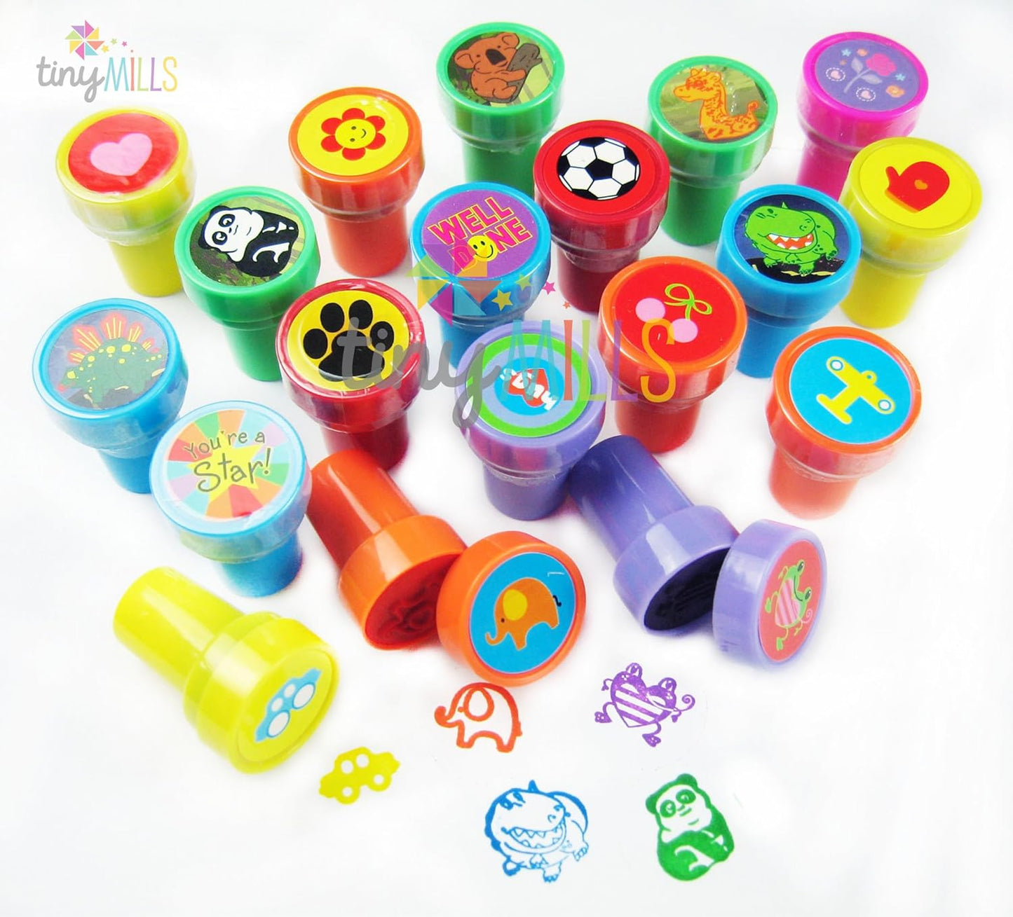 TINYMILLS 50 Pcs Assorted Stampers for Kids - Birthday Party Favors