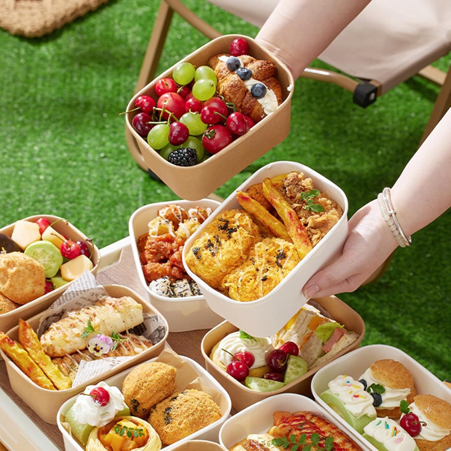 50-Pack 29oz Disposable Kraft Paper Bowls【with Lids and Forks】,Meal Prep Containers Disposable Togo Food Deli Containers for Restaurant Supplies Take Out Containers, Microwave Safe for Hot/Cold Food