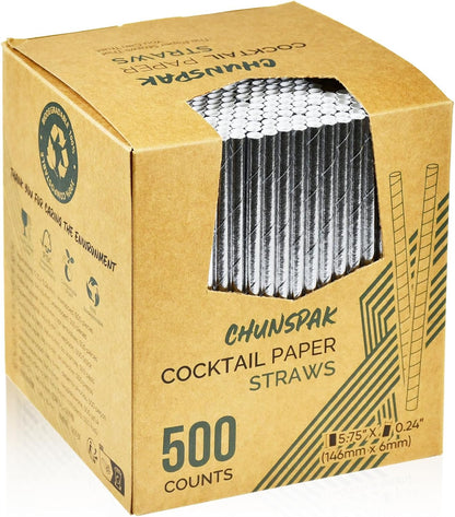5.75 inch Orange Paper Cocktail Straws, Short Disposable Drinking Straws 500 Counts, Unwrapped - Compostable