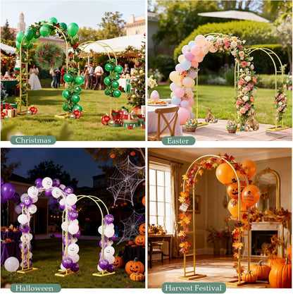 WellSign Wedding Arch Backdrop Stand 7.2FT, 6FT Set of 2, Gold Metal Balloon Arch kit Stand for Gender Reveal Ceremony Engagement Anniversary Bridal Valentine Party Event Decoration