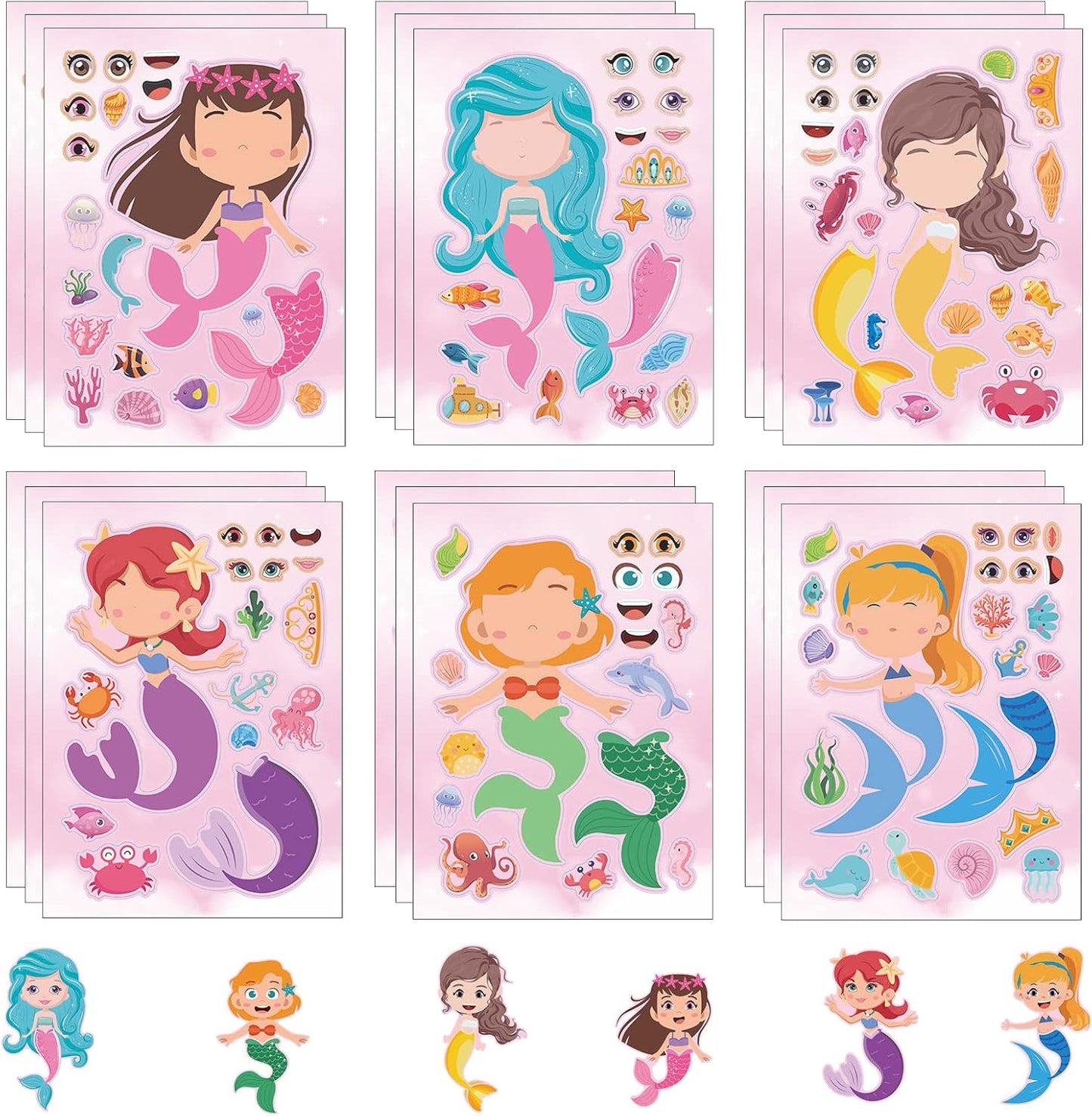 24 Sheets Cupcake Make a Face Sticker Sheets for Kids Todders Activities, Make Your Own Stickers for Kids Birthday Party Favor Supplies Craft