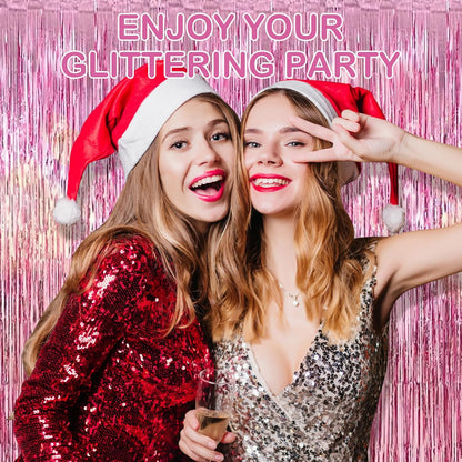 Silver Fringe Curtain Party Streamers, 12 Pack 3.3ft x 8.2ft Foil Curtain Backdrop Tinsel Foil Fringe Curtains Photo Booth Backdrop Streamer for Birthday, Wedding, Baby Shower, Disco Party