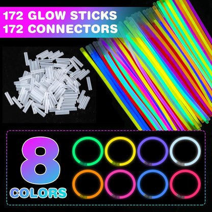 YixangDD 86 PCS Ultra Bright Glow Sticks, 8 Inch Glow Sticks Bulk Party Pack, Light Up Sticks for Glow Bracelets, Necklaces, Concerts, Christmas, Party Supplies with 86 Connectors