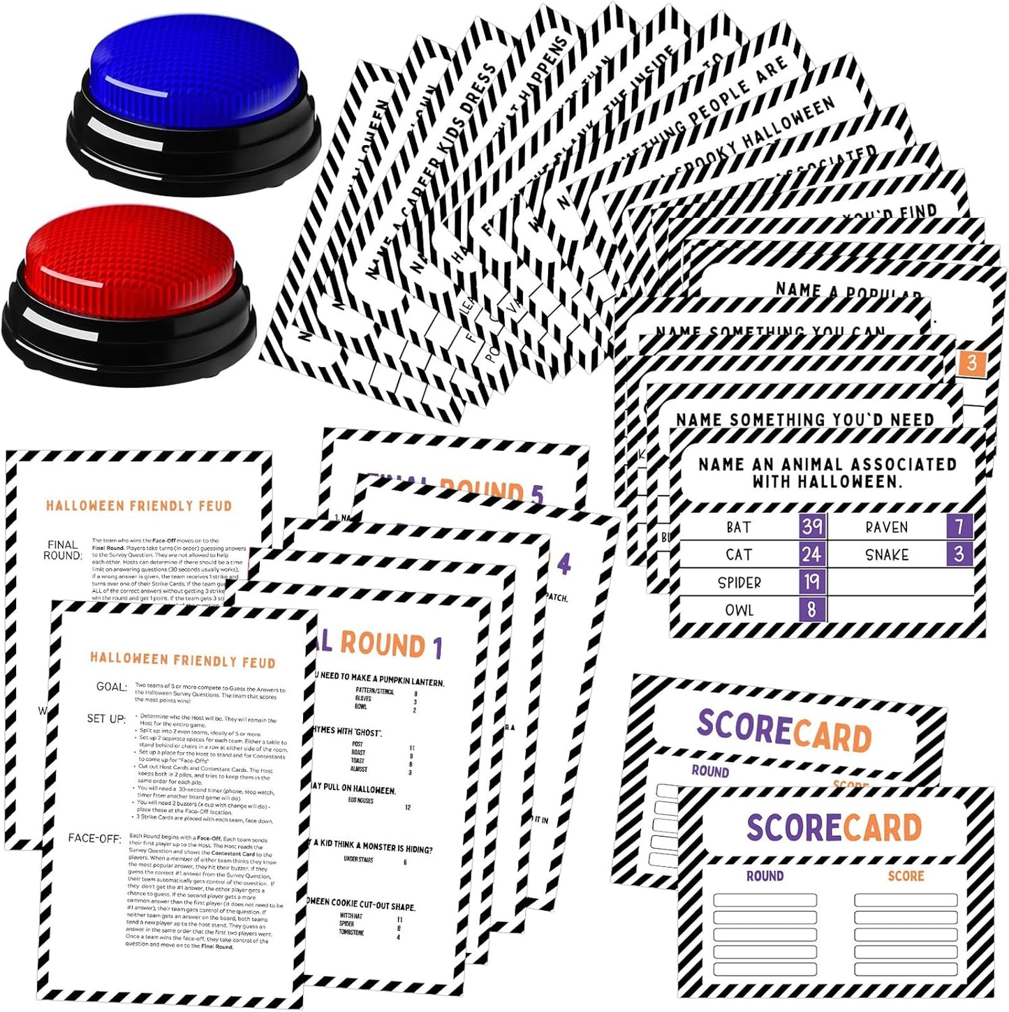 20 Pcs Retirement Friendly Feud Game Set Retirement Party Game Trivia Quiz with 18 Card 2 Buzzer for Adults Family Games Activities Party Supplies, Battery Not Included