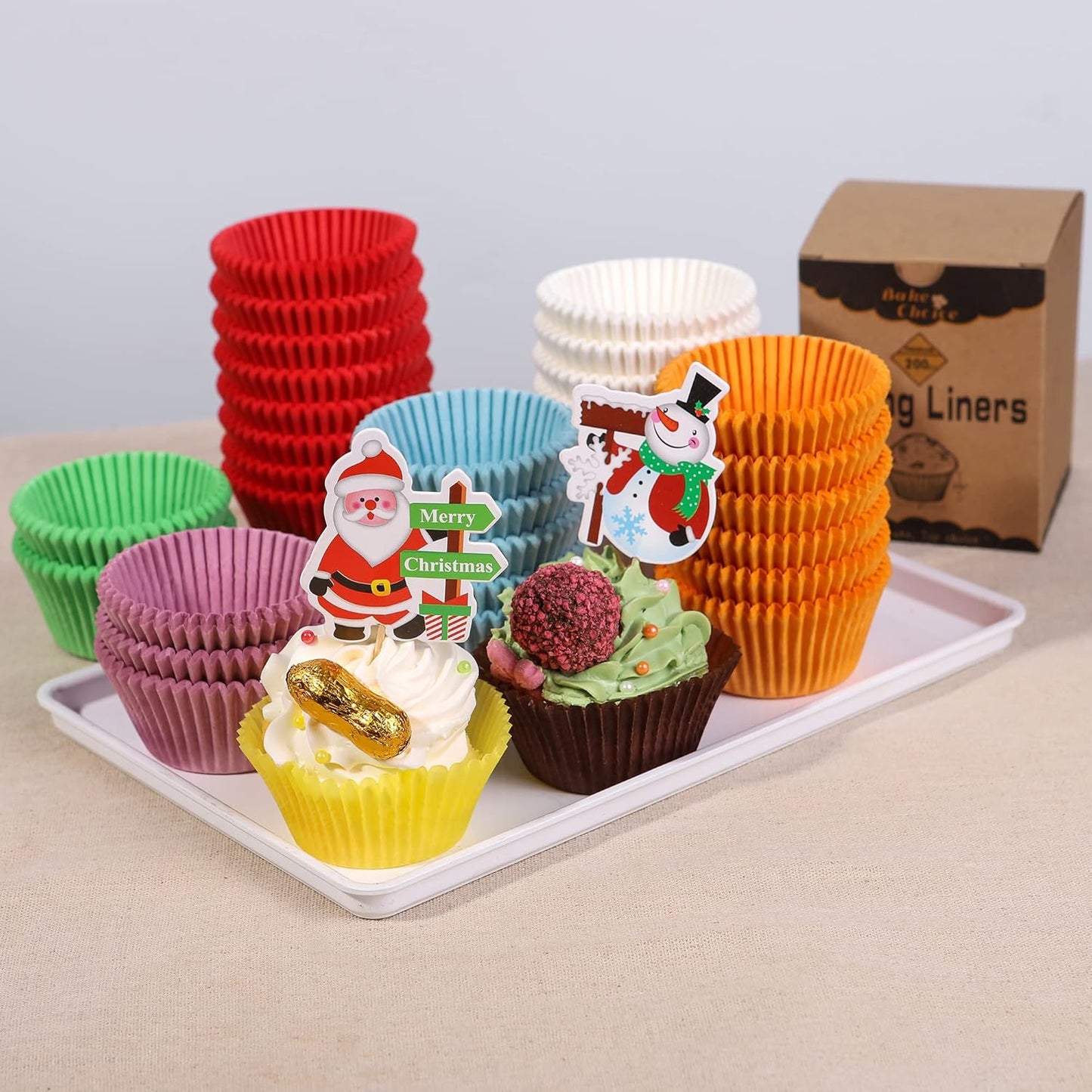 Bake Choice Non-stick 200pcs Standard Cupcake Liners for Baking, Natural, Food-grade Cupcake Wrapper, Greaseproof Parchment Muffin Liners