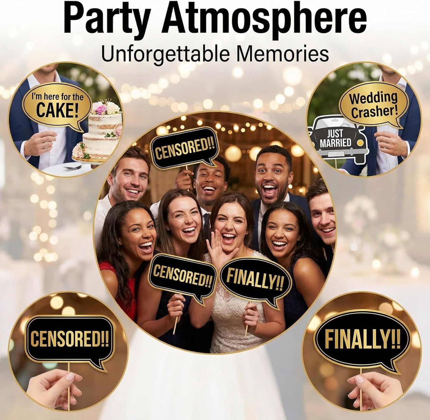 Kotbs 52pcs Wedding Photo Booth Props, Bachelorette Party Photo Booth Prop Kit for Bridal Shower, Engagement and Valentines Party, Photobooth Props Wedding Party Supplies